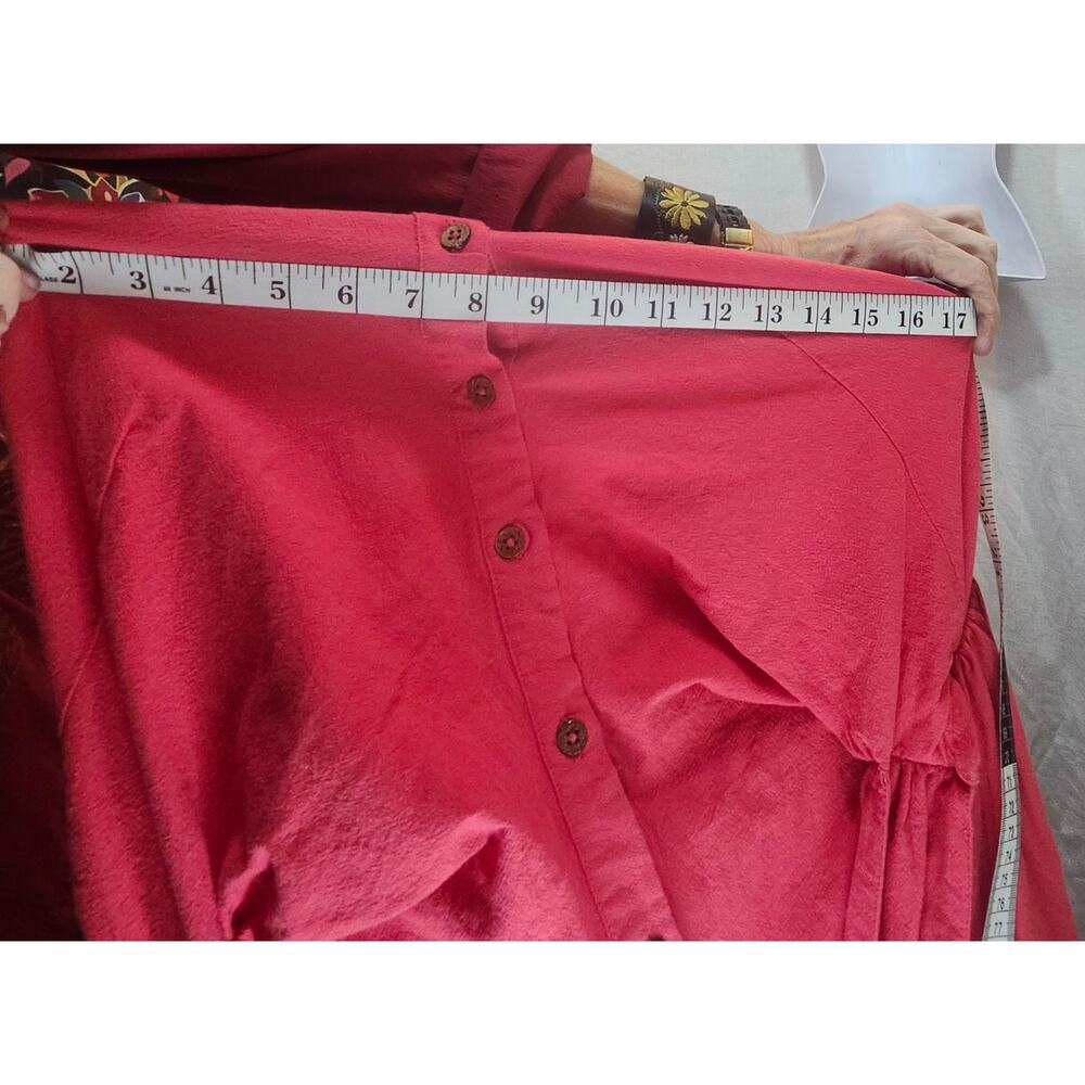 NWT Free People SZ XL Back at It Red Halter Dress Midi Length Linen Collared - Picture 7 of 8